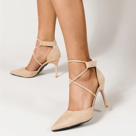 Suede Like Strappy Heels Size 41 Size 9 - Picture 1 of 10